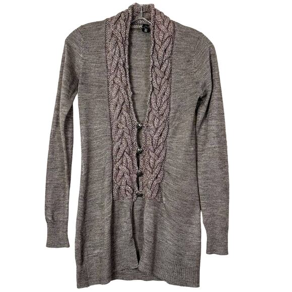 BKE Sweaters - BKE Boutique Women's Wool Blend Knitted Long Sleeve Cardigan Brown Size Small